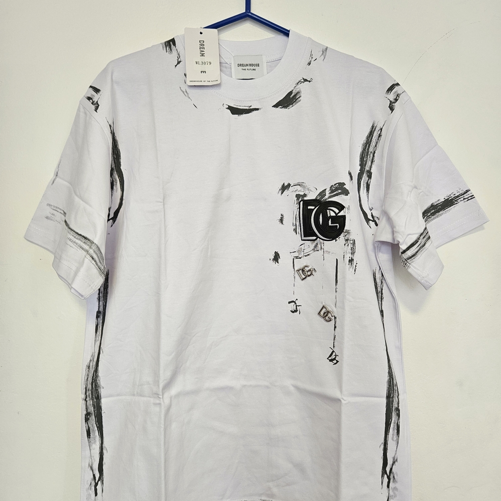 Coton Colors White and Black Brushstroke Tee